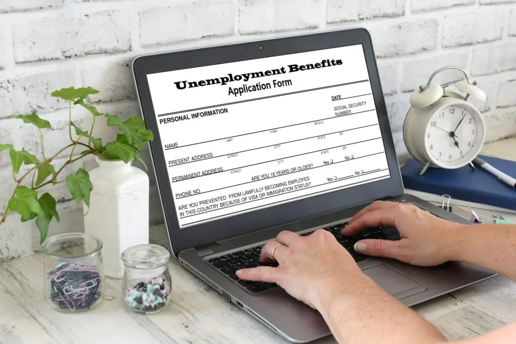 Applying for Unemployment Benefits online, laid off out of work jobless welfare help fired severed